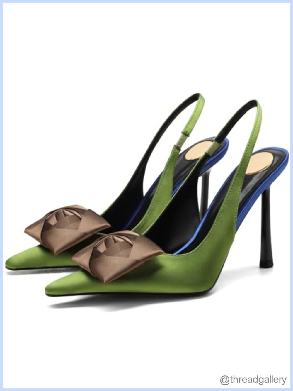 Satin Slingback Pumps Pointed Toe Stiletto Heels Elastic Ankle Strap 4.3 Inch